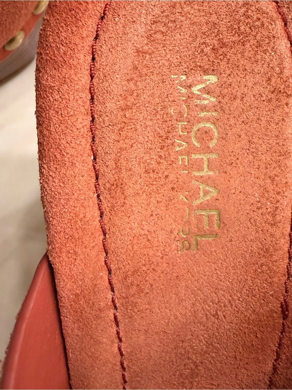 Michael Kors Orange Suede Woven Platform Mules
